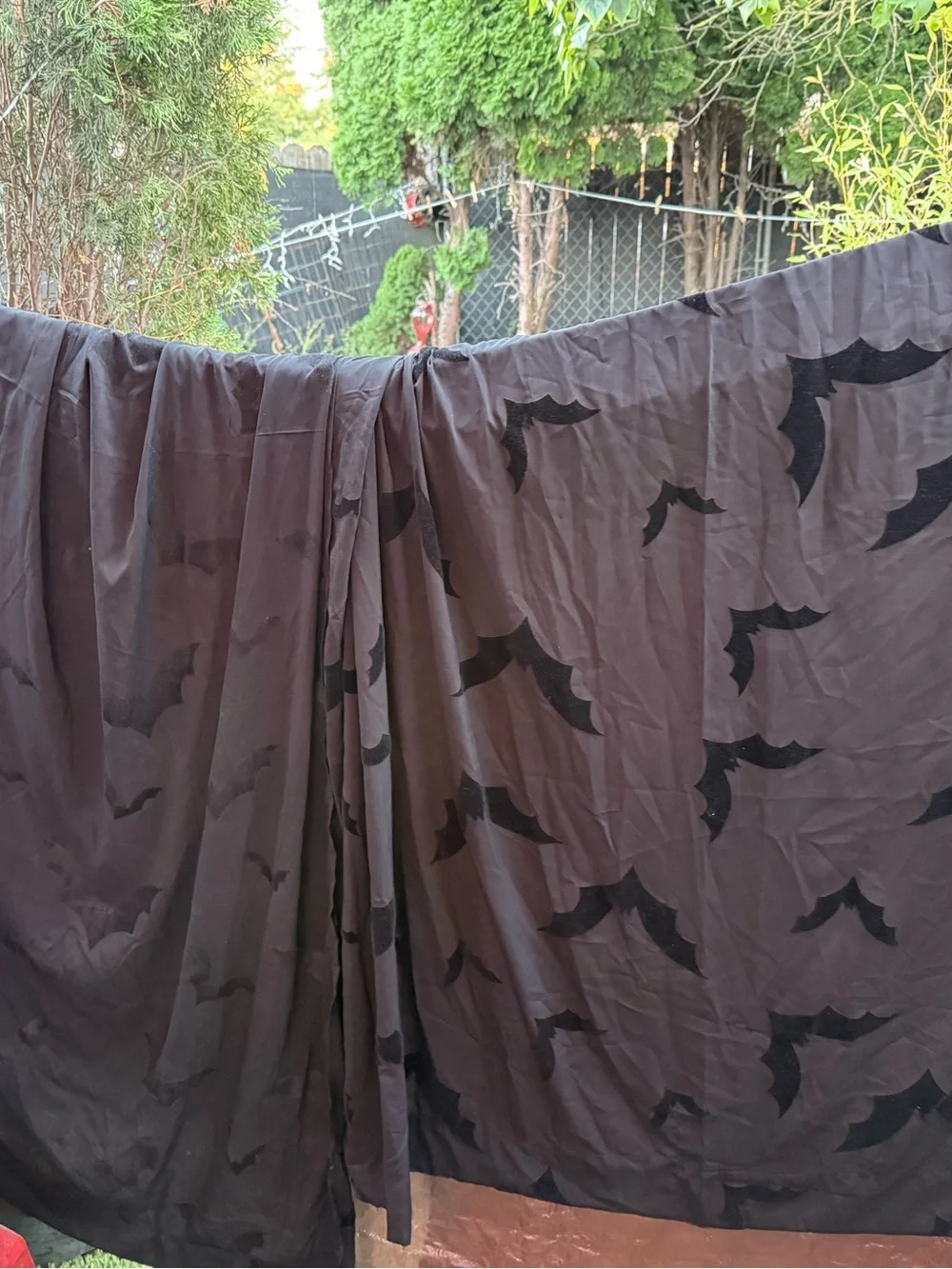 VHTF 2 deadstock 2 panels sheer velvet bat curtains goth witchy bats halloween